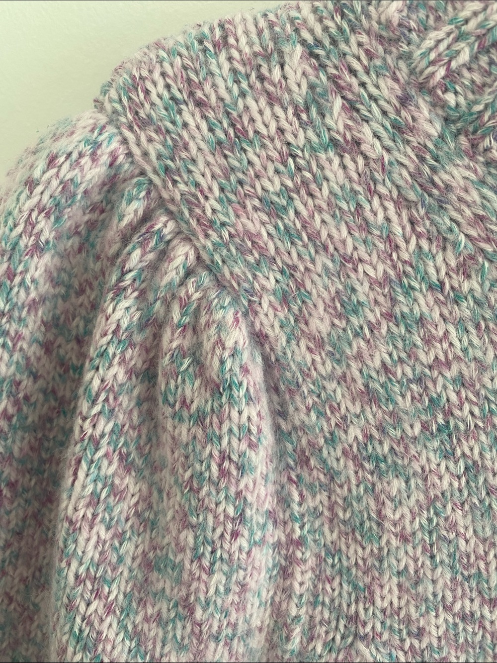 GAP Crew Neck Puff Sleeve Soft Cotton Blend Purple Marle Teal Sweater Pullover M - Picture 5 of 9